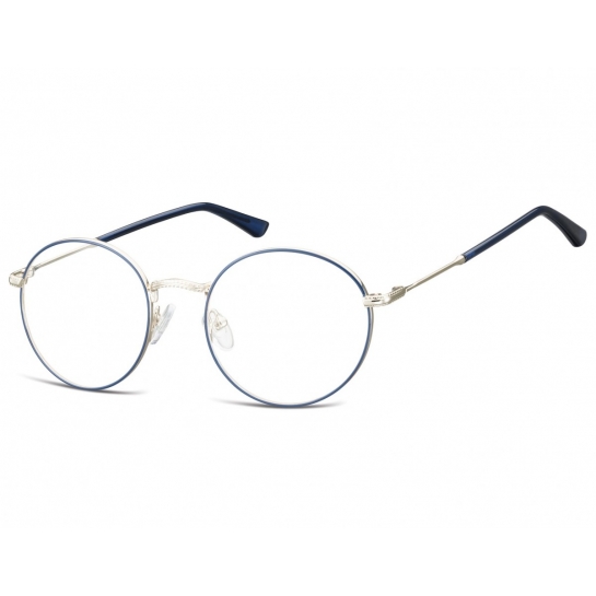 Lenonki okrągłe Okulary oprawki optyczne 919D srebrno-niebieskie